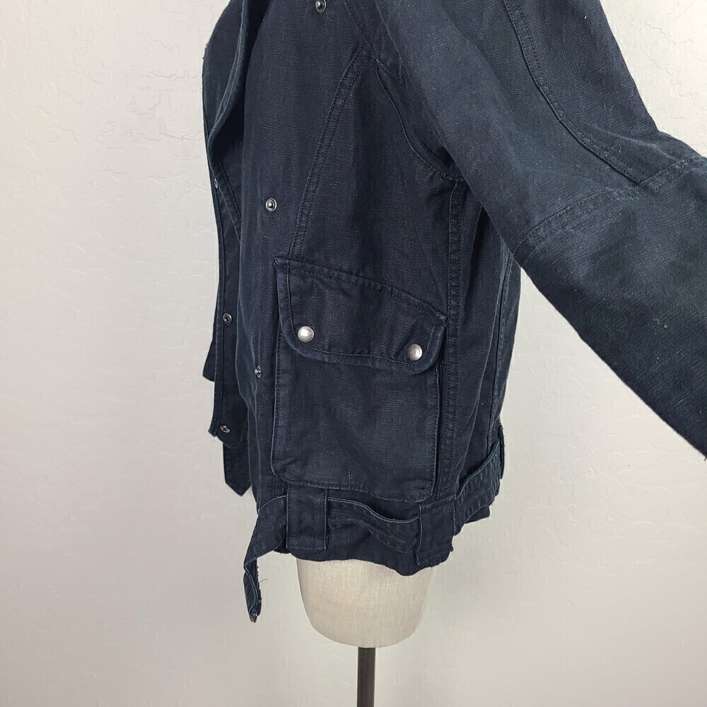 Wilfred Free Moto Jacket XS Black Linen Blend Canvas Snap-Front Utility … - Picture 6 of 9